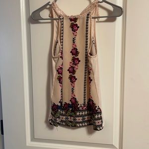 high neck tank with lace